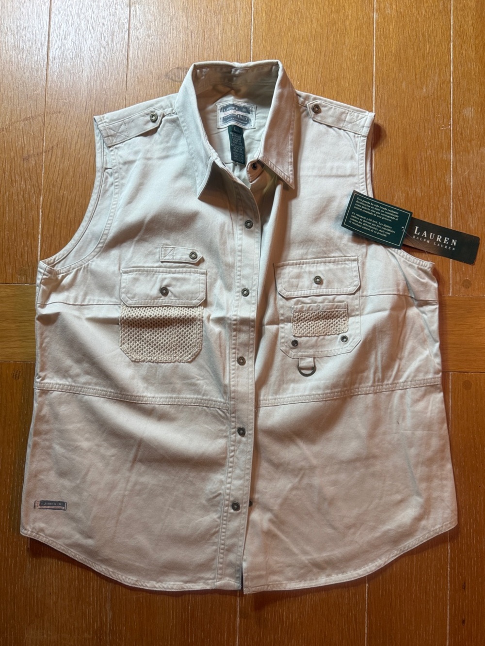 Women’s Lauren Ralph Lauren Sand Sleeveless Button-Front Utility Shirt